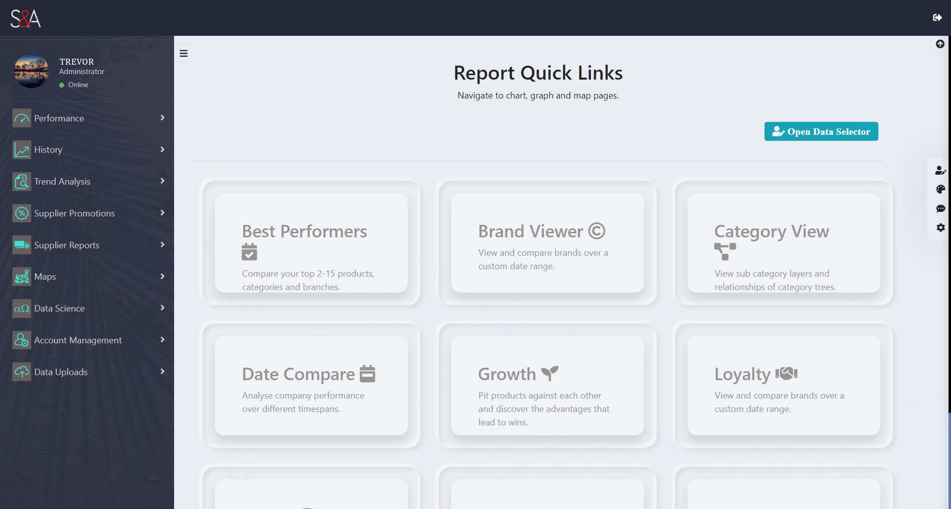 Quick Navigation page of Crossbeam app
