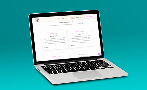 Website mockup for Pretty Perfect Cosmetics website