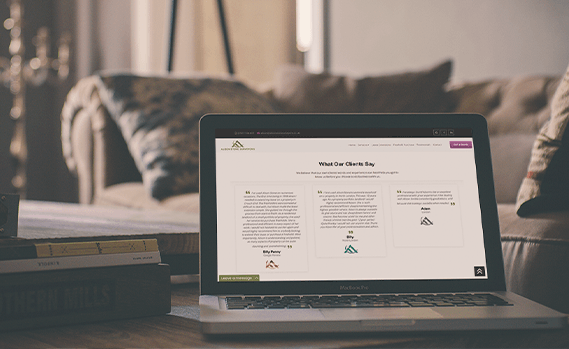 Website mockup of reviews page of Alison Stone Surveyors website