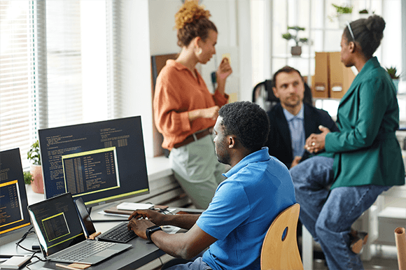 Software development in a busy office