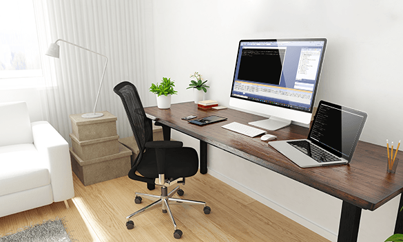 Home office with command line application in development