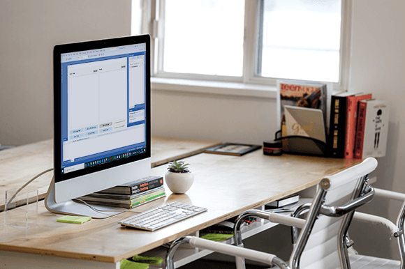 Office with an application being developed